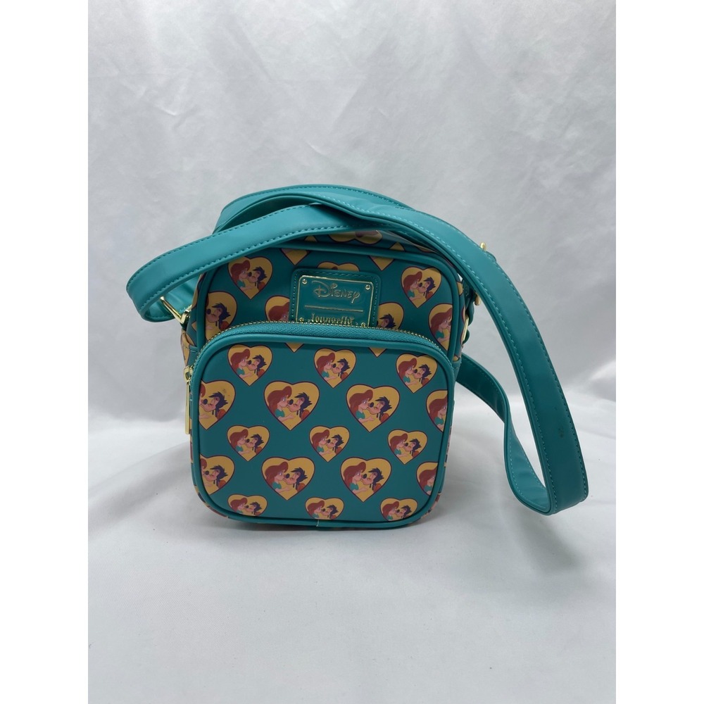 Loungefly Disney Max and Roxanne Small Teal Multicolor Crossbody Bag